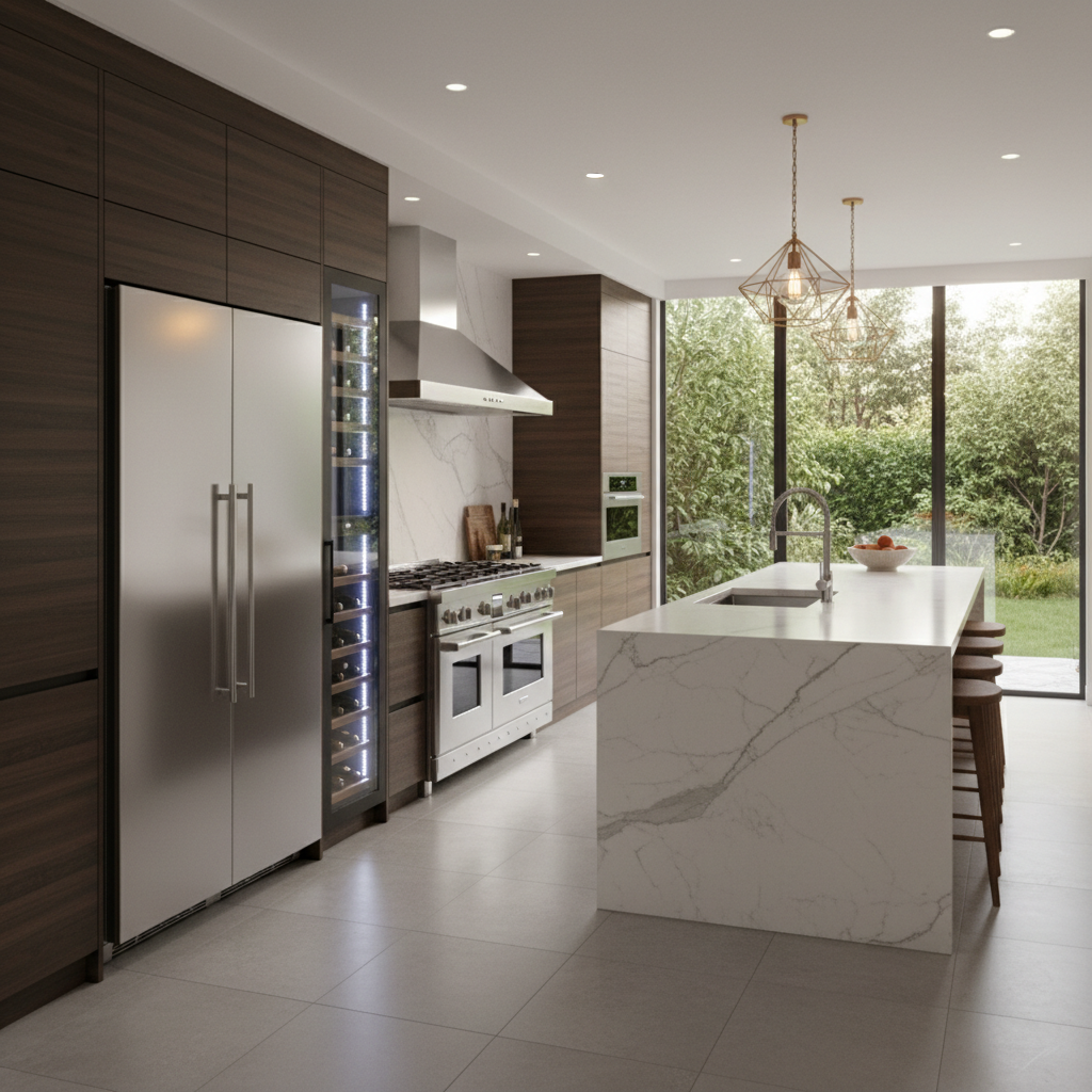 Premium modern kitchen with Wolf-style appliances